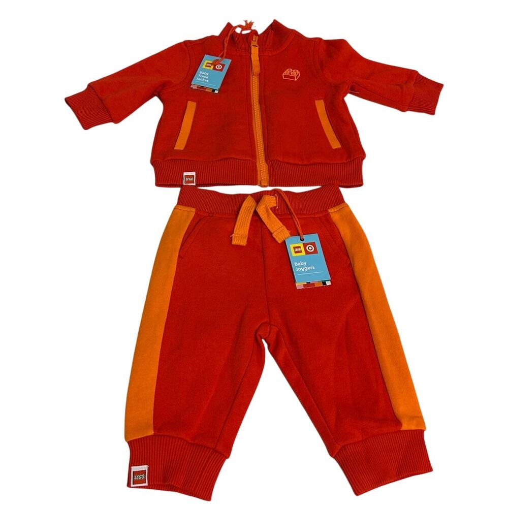Lego Collections red & orange Infant track jacket and jogger pant set 0-3 M NWT